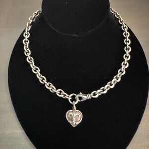 Bold Silver Heart Pendant Necklace